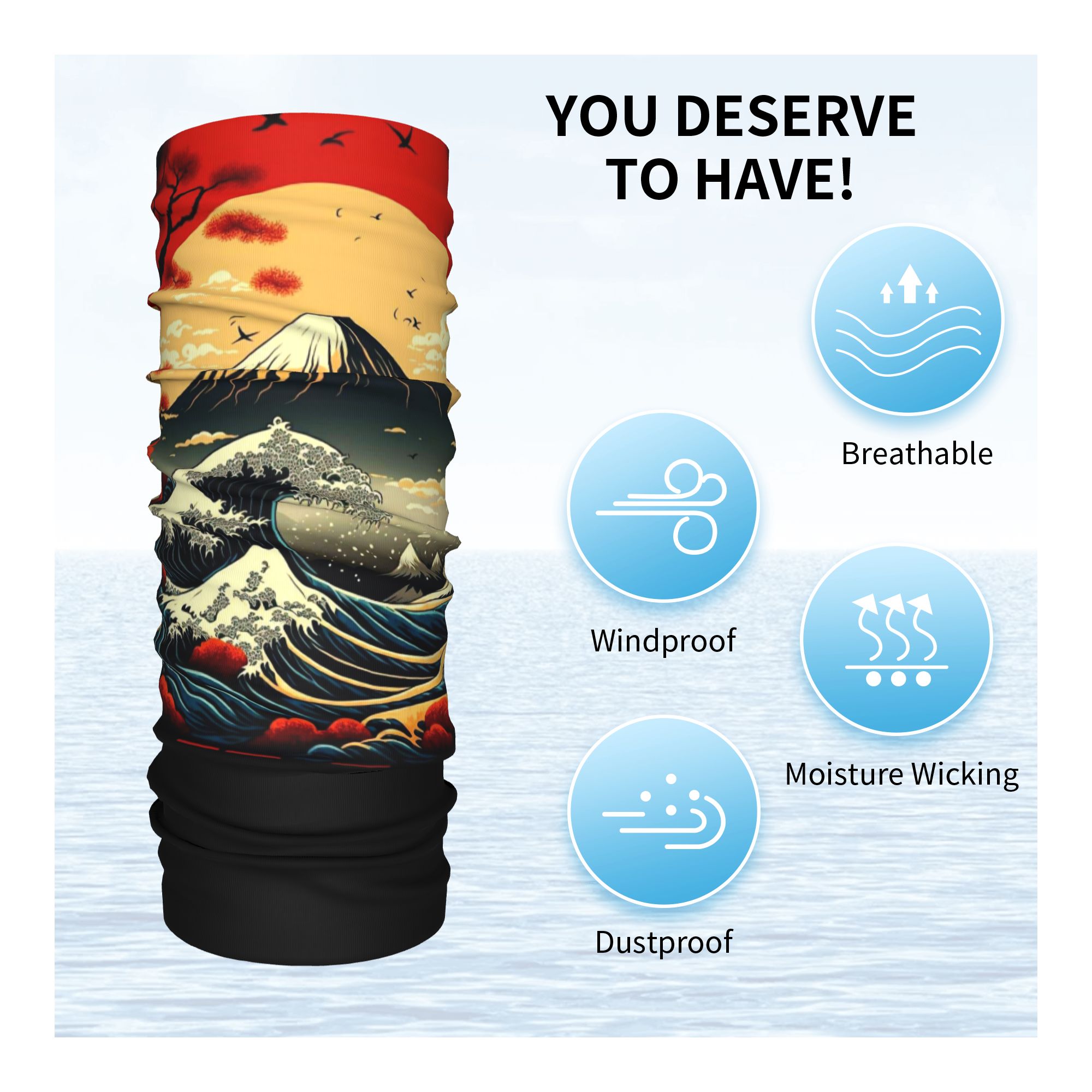 The Great Wave off Kanagawa Ba - Neck Gaiter Fleece ulasan dan harga