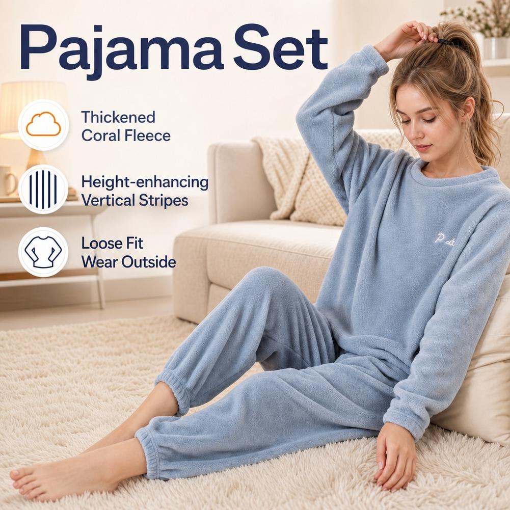 Coral Fleece Homewear Set Paja - Corduroy Pant Warm ulasan dan harga