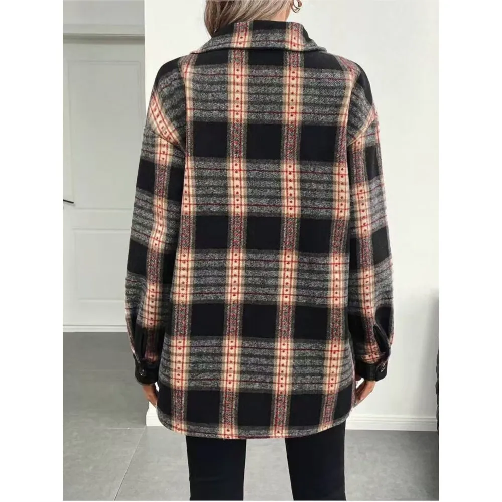 Autumn Winter Women's Fashion  - Flannel Shirt Lined ulasan dan harga