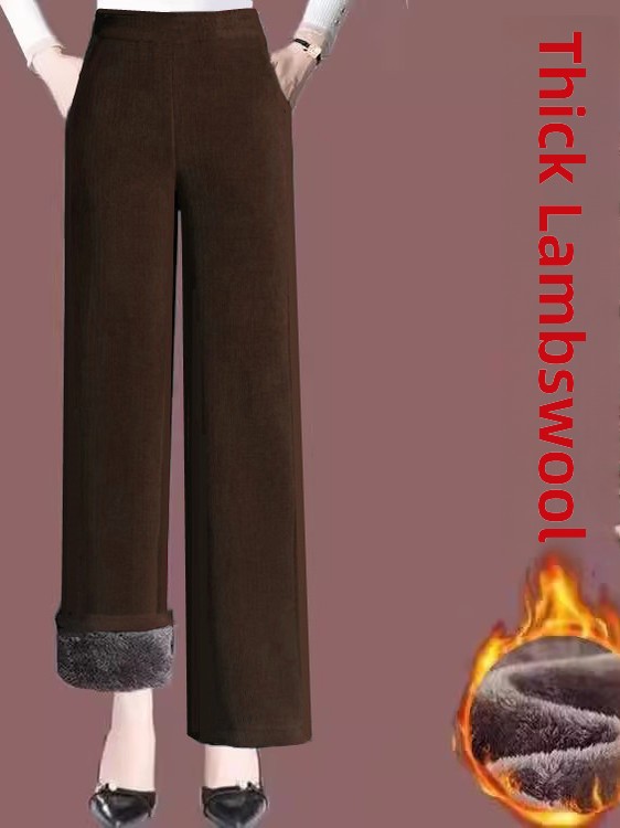 Thickened Fleece Lined High Wa - Corduroy Pant Warm ulasan dan harga